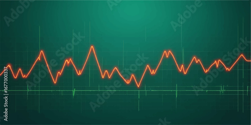 A cardiogram of a red heartbeat on a monitor shows a medical graph, representing a patient's health