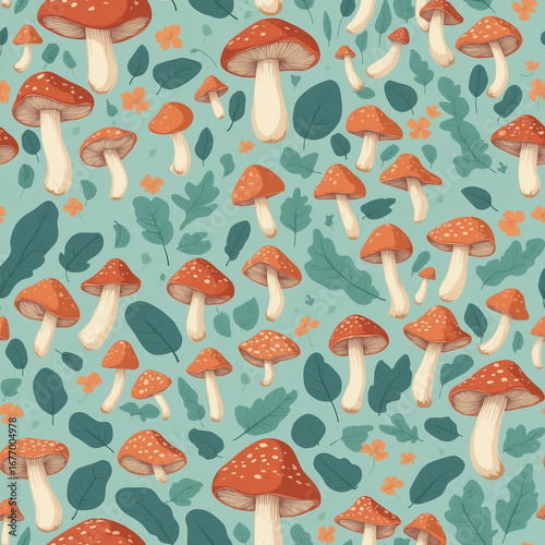 Autumn collage with fly agarics