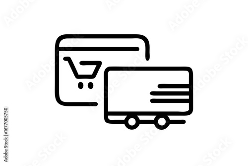 Vector art of credit card and delivery truck icon