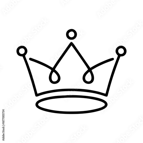 Simple Outline Crown Icon Vector Illustration for Royalty and Success