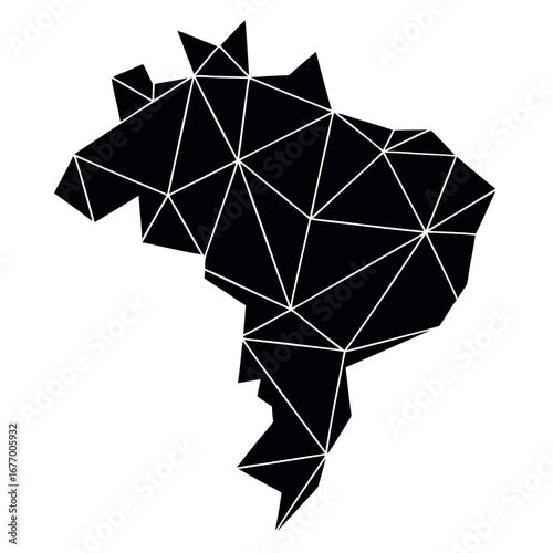 Geometric abstract vector map of brazil with vibrant colors