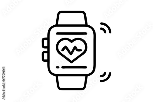 Vector art of smartwatch with heart rate icon