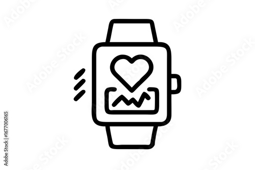 Vector art of smartwatch displaying heart rate