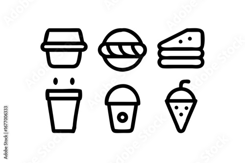 Vector art of various fast food and drinks