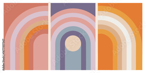 Abstract Gradient Geometric Triptych Backgrounds Vector Set of 3