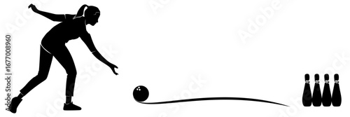 background illustration of a female bowling player