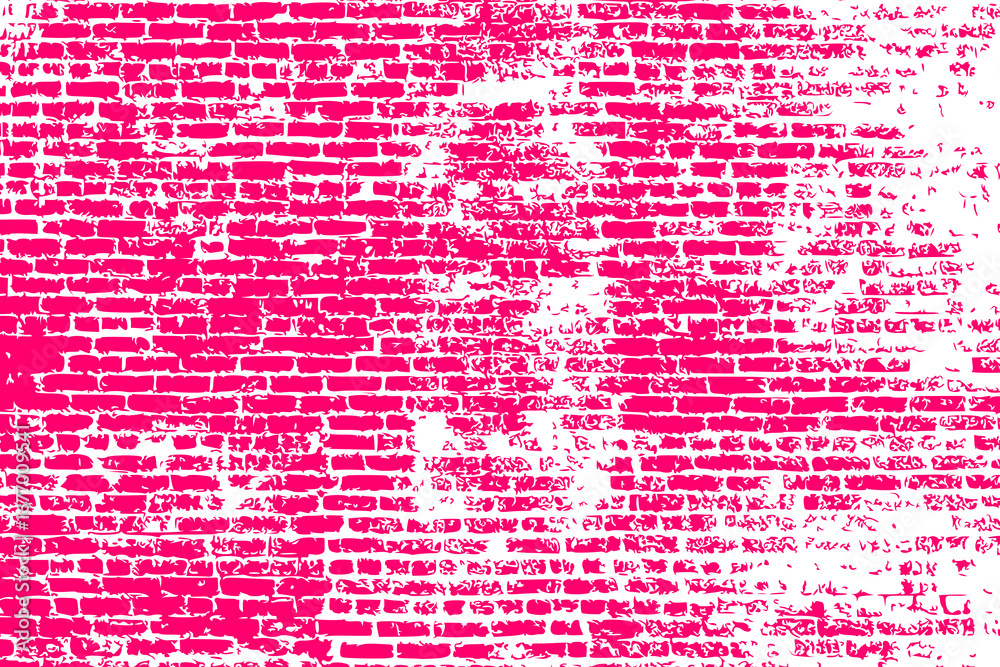 A digitally altered image of a brick wall with a pink overlay. The bricks are arranged in a horizontal pattern