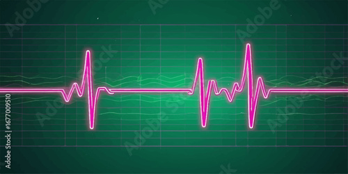 Blue medical ekg cardiogram wave on a health monitor, illustrating a steady heartbeat and pulse