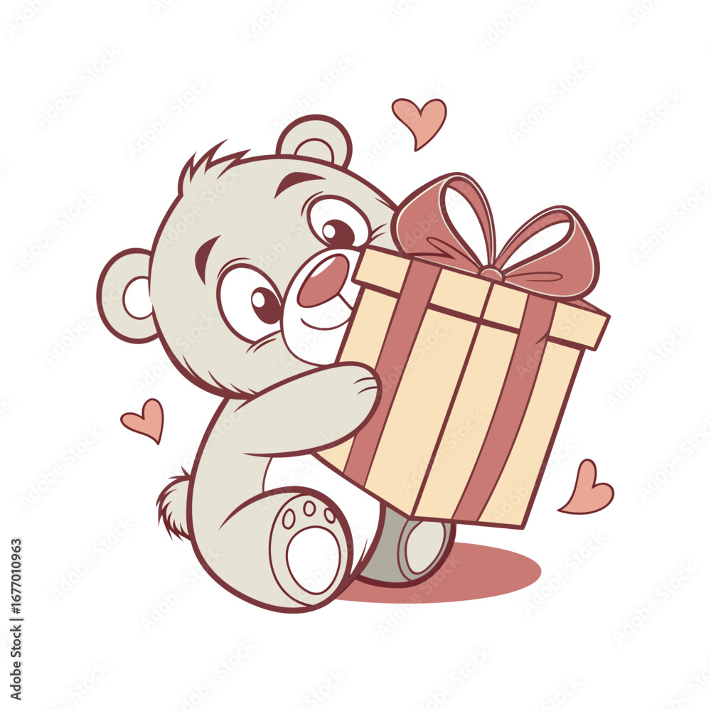 Fototapeta premium A soft plush teddy bear in light brown, resting on a baby pink background