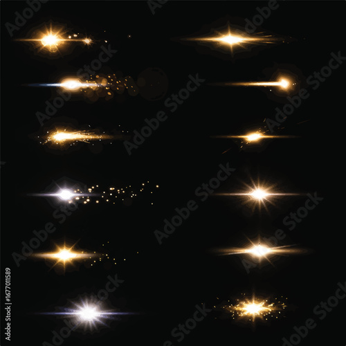 Ethereal light sources, ranging from sharp bright points and soft glowing spheres to elongated streaks, are scattered across a dark background, creating an energetic composition with profound depth.