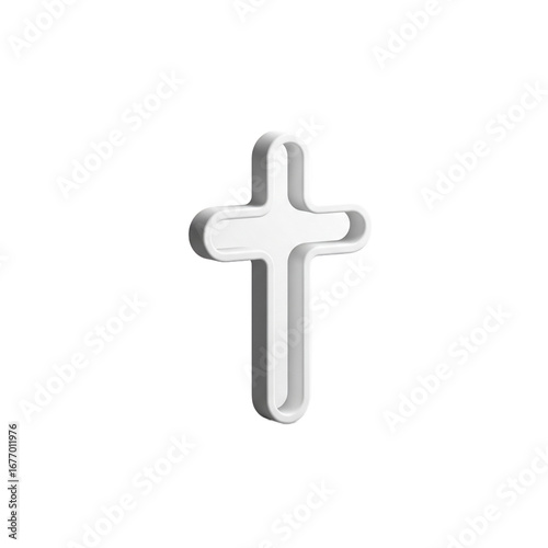 White 3D Christian Cross Symbol of Faith and Religion.