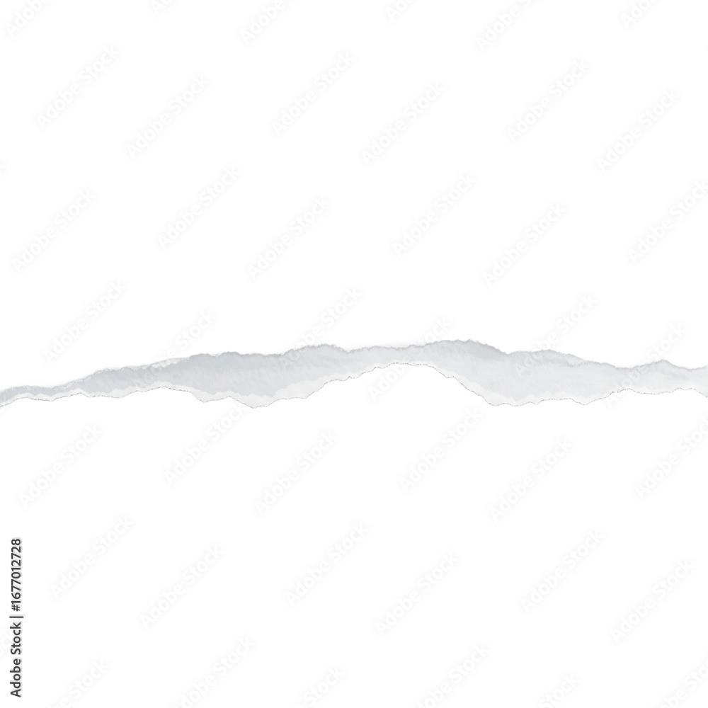 Obraz premium White paper torn in the middle with a rough edge.