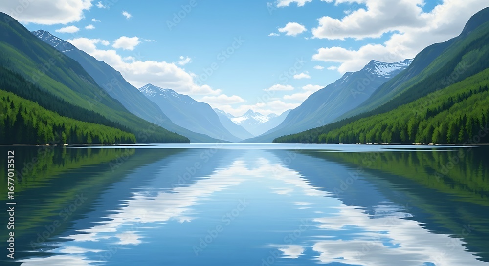 Fototapeta premium Serene Mountain Lake Landscape.