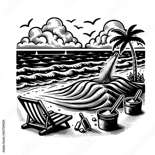 Beach sand dune black vector icon with transparent background 