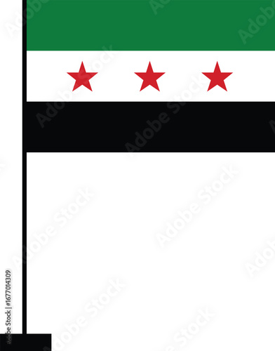 Independence flag of Syria. New flag of Syria 2025,2026 vector. National circular flag of Syria country , vector design and illustration
