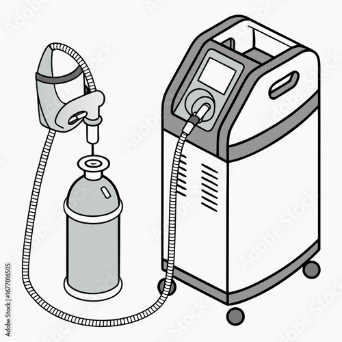 Oxygen mask and portable respirator.