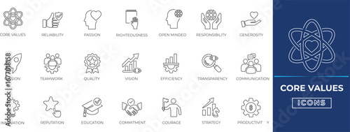 Core Value line icon set. Simple icons collection.