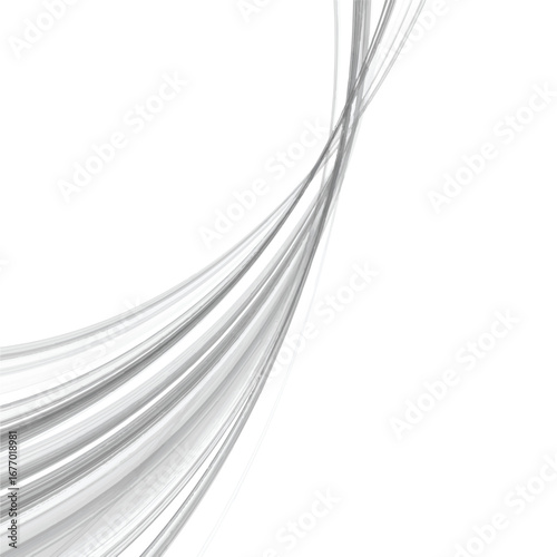 Gracefully curved thin light gray lines flow upward and across a stark white background in a minimalist 2D digital illustration, evoking calm, lightness, and sophisticated simplicity.