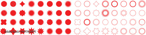 Circle sticker set. Wavy edge promo red and black badges. Special offer price tag. sale or discount sticker, sunburst badges icon. Vector Illustration.
