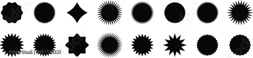 Circle sticker set. Wavy edge promo red and black badges. Special offer price tag. sale or discount sticker, sunburst badges icon. Vector Illustration.
