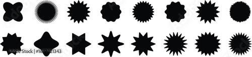 Circle sticker set. Wavy edge promo red and black badges. Special offer price tag. sale or discount sticker, sunburst badges icon. Vector Illustration.
