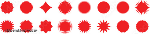 Circle sticker set. Wavy edge promo red and black badges. Special offer price tag. sale or discount sticker, sunburst badges icon. Vector Illustration.
