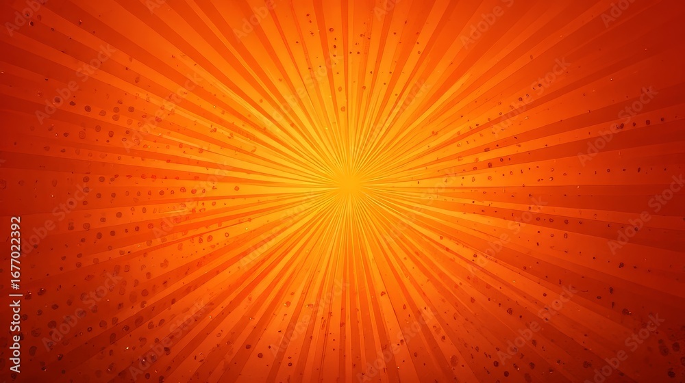 Obraz premium Background featuring a vibrant orange sunburst with lines that radiate outward and a textured appearance