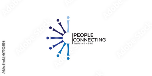 Abstract Initial Letter C Connecting People Logo Vector  Design Template