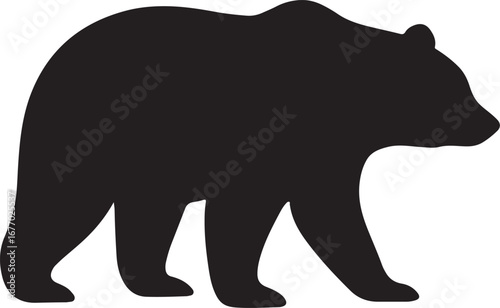 silhouette of a bear in the white background.