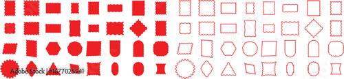 
Set of rectangle frames with wavy edges. Rectangular shapes with wiggly borders. Set of Zigzag wavy edges, rectangles, photo frames, text boxes, labels. Scallop frame set,  vector illustration
