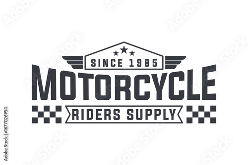 Retro Motorcycle Riders Supply Logo Vintage Emblem Design