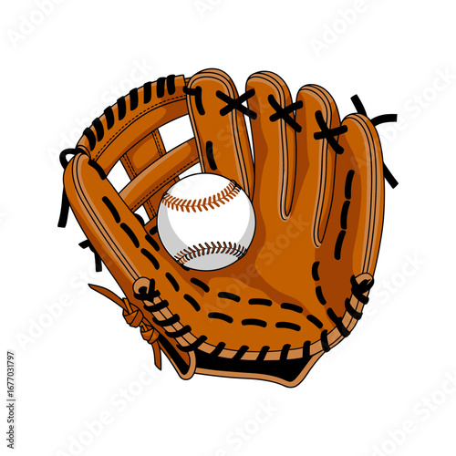 Digital illustration of a classic baseball glove