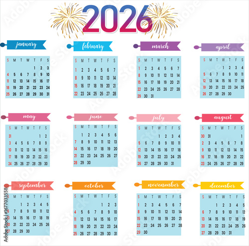 2026 Yearly Calendar Design, Elegant 2026 Wall Calendar, Printable 2026 Calendar Template, Modern 2026 Calendar Layout,2026 calenda,r