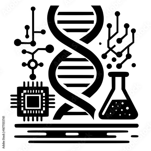 DNA profiling and sequencing technique analysis depiction vector image illustration