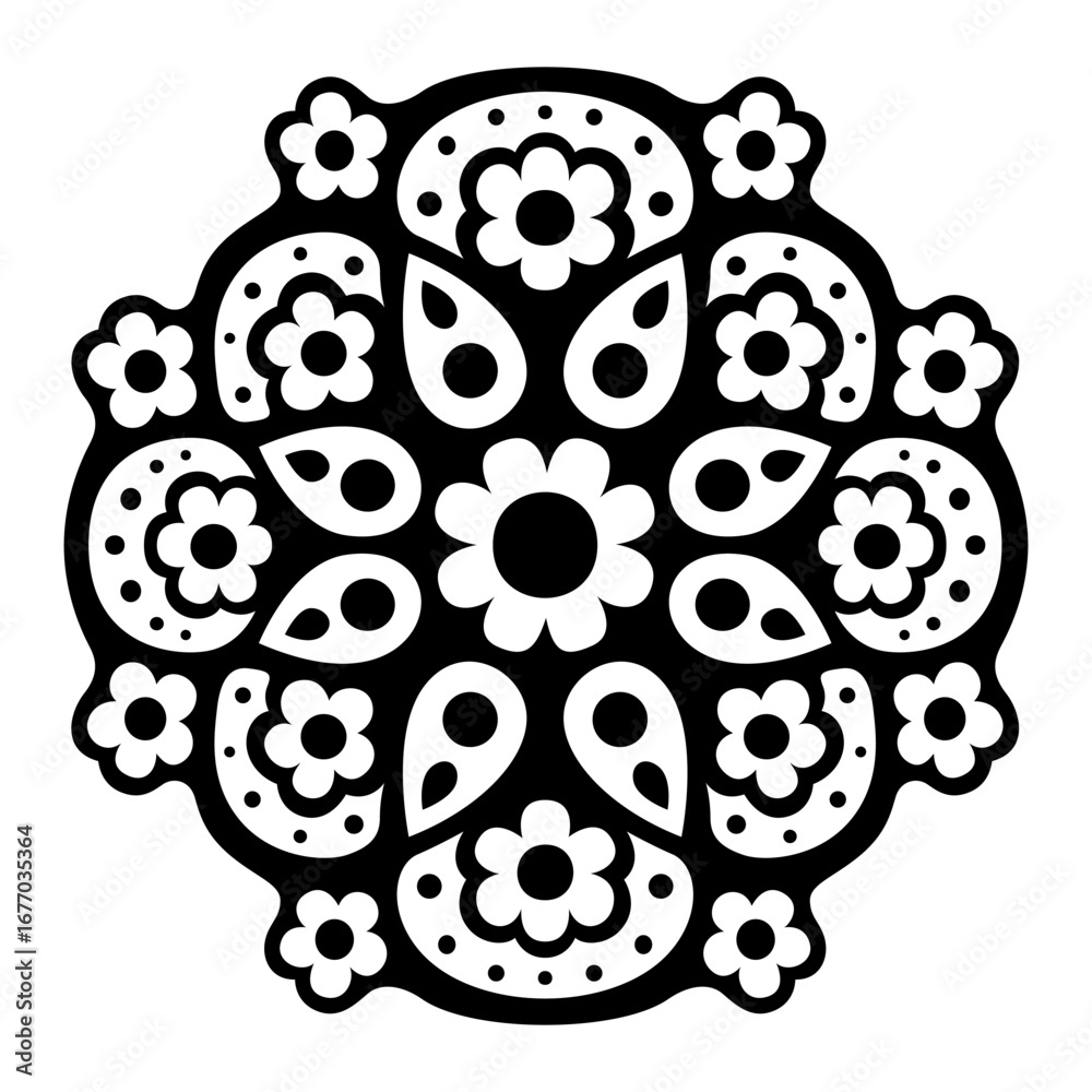 Fototapeta premium Vector black and white floral mandala