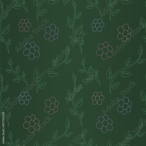 Floral seamless pattern with colorful blooms