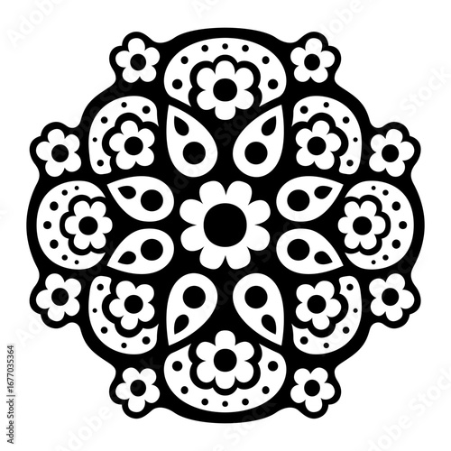 Vector black and white floral mandala