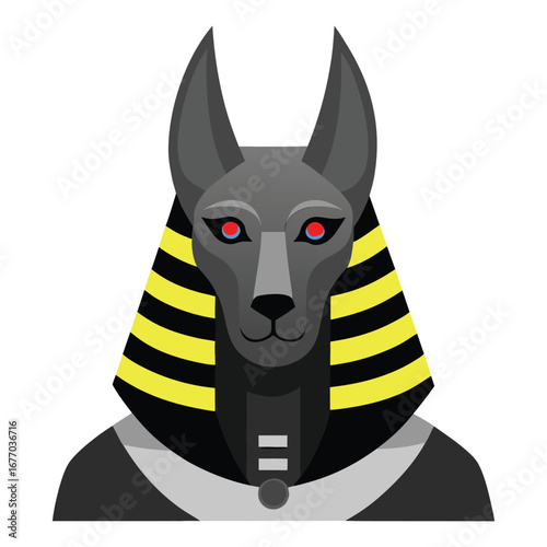 Anubis god of mummification solemn jackal head vector illustration