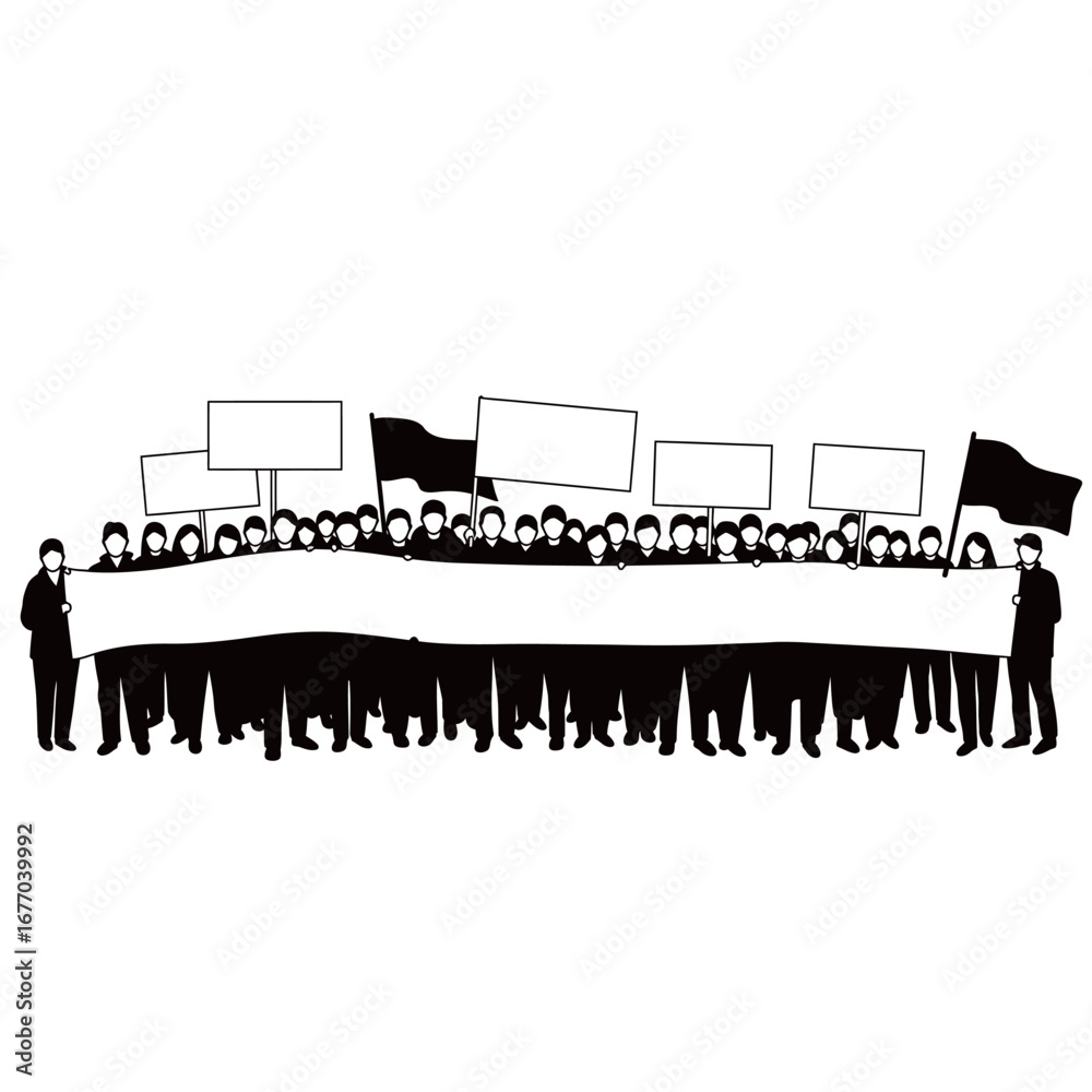 Fototapeta premium Silhouette protest vector illustration on a white background