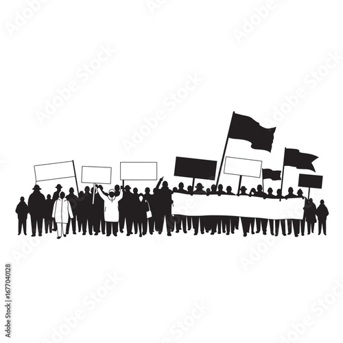 Silhouette protest vector illustration on a white background