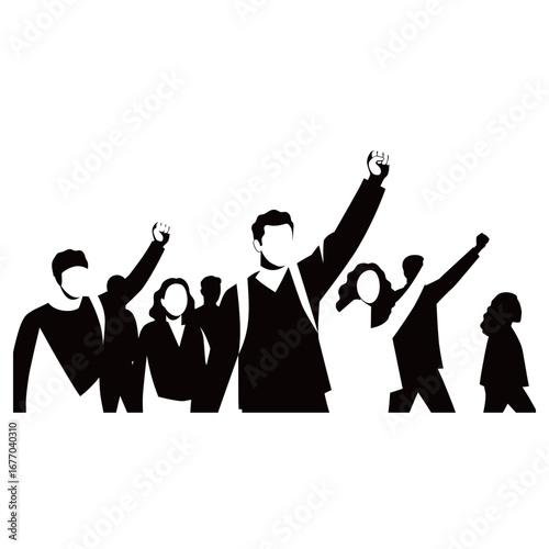 Silhouette protest vector illustration on a white background