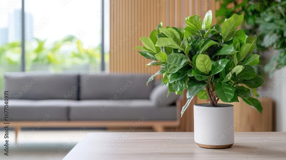Fototapeta premium Smart thermostat responding to voice commands, adjusting room temperature in real time