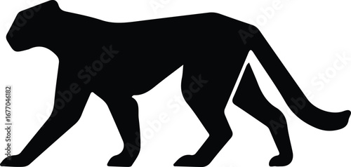 Illustrator Vector Feline animal predator walking forward jaguar black silhouette