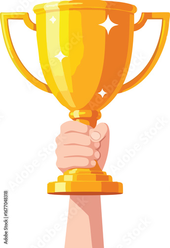 Hand holding golden trophy cup for victory gold winner  cup  best  award  sport  top