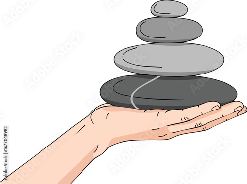 Hand holding stacked balancing stones balance zen meditation  natural  balance  zen  holding  meditation  energy