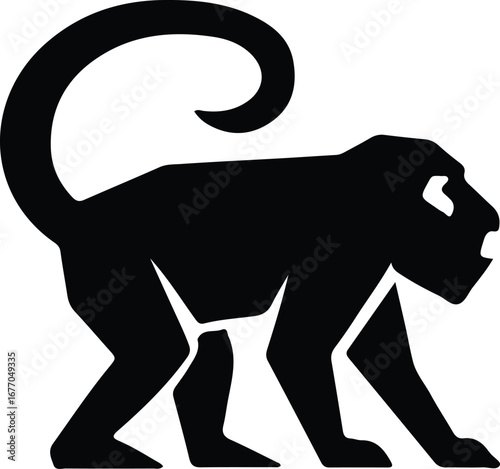 Illustrator Vector Monkey stylized outline ape primate animal silhouette