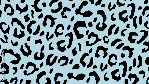 Blue and black leopard skin texture. Animal print background. Luxury wallpaper.