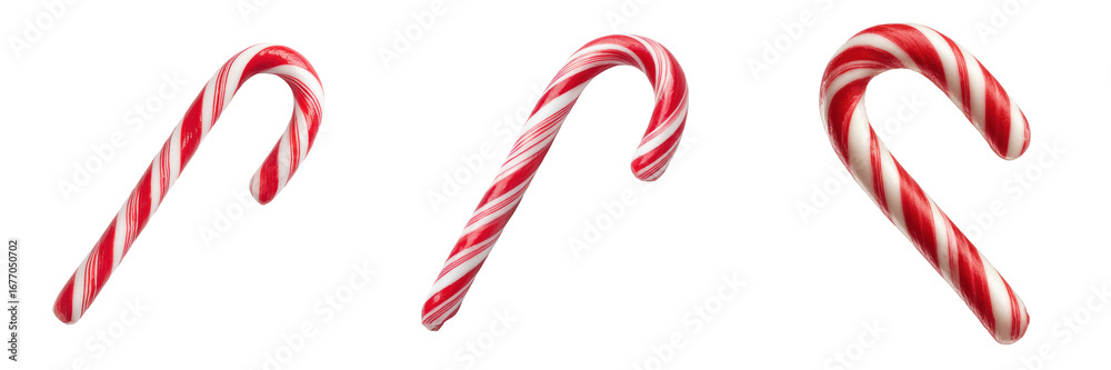 Fototapeta premium Festive candy canes isolated on transparent background for seasonal celebrations