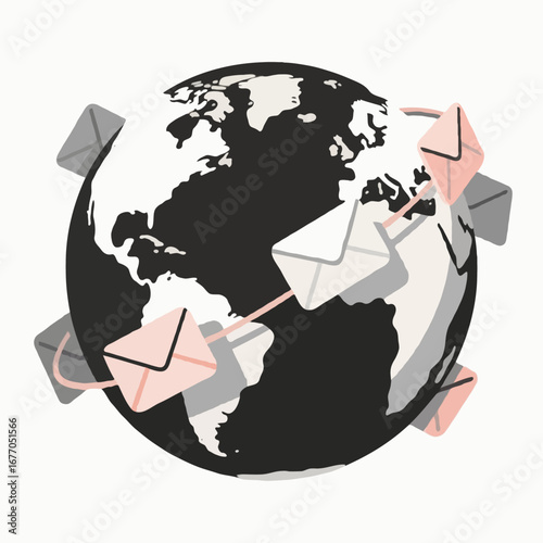 Email Communication Connecting the World - Modern Digital Connectivity Illustration