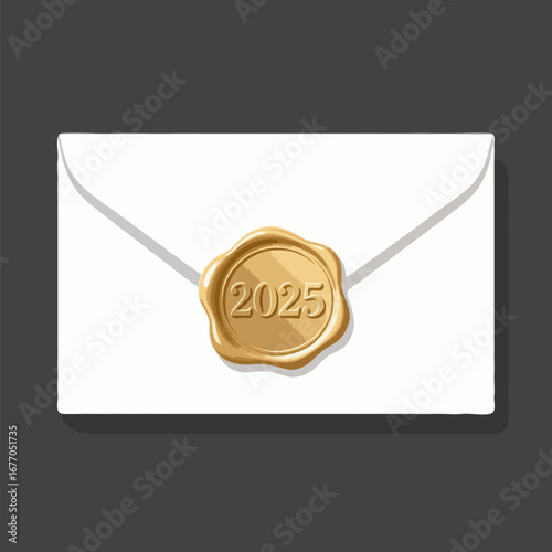 Sealed Envelope with 2025 Wax Stamp Future Communication, Deadline, or Special Delivery?